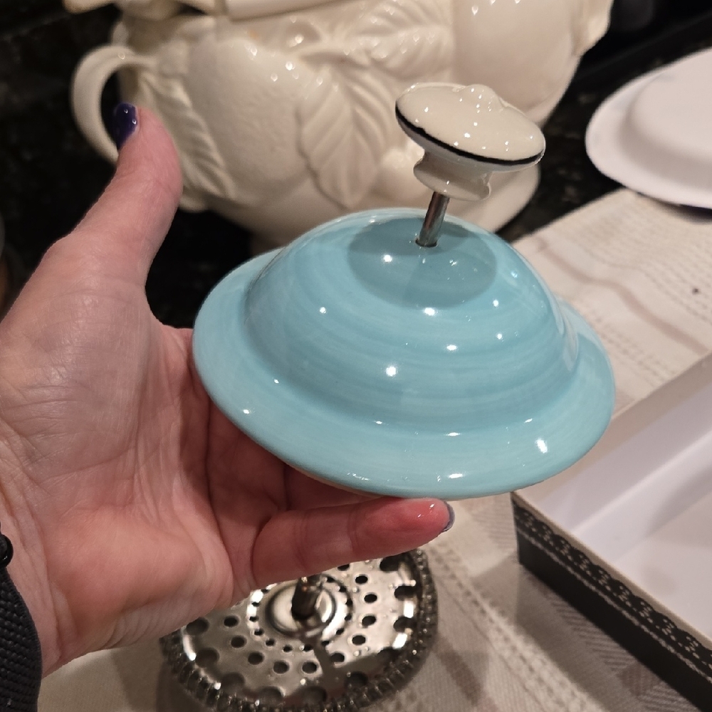 Meant To Be Ceramic Mug with Blue Interior and Cream Exterior by - Picture 2 of 5